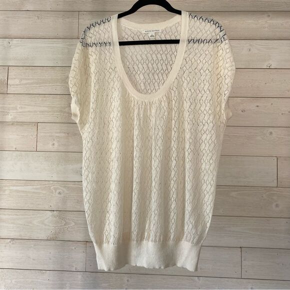 Banana Republic Tops - Banana Republic Linen Blend Knit Lace Top Sweater Off-white Size L